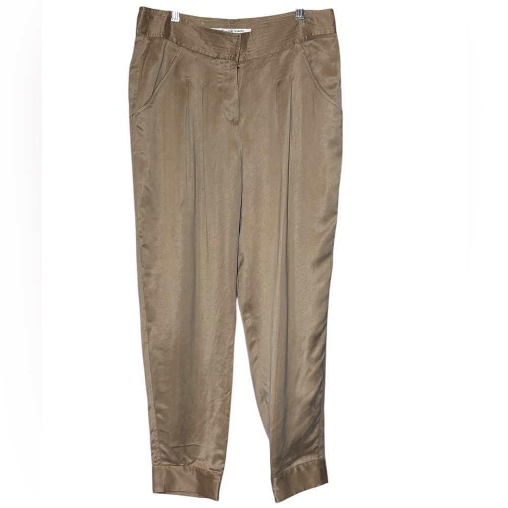 Diane Von Furstenberg Cupro Pants Tan Ankle 6